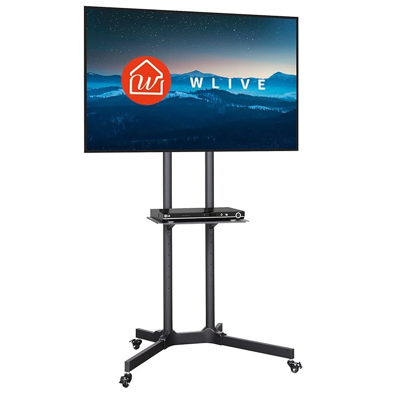 WLIVE テレビスタンド テレビ台 tvスタンド 液晶TVスタンド ダブル支柱設計 30~65インチ適応 VESA規格対応 キャスター付き 水平調節 壁寄せ ハイタイプ 高さ角度調節可能 棚板付き 移動式 家用 展