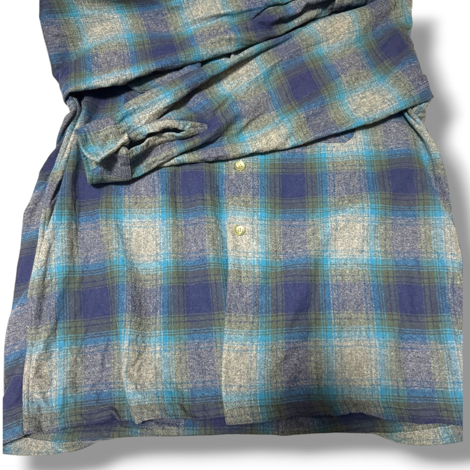 70s Vintage Wool Check Shirt MACY'S Supre-Macy Lサイズ