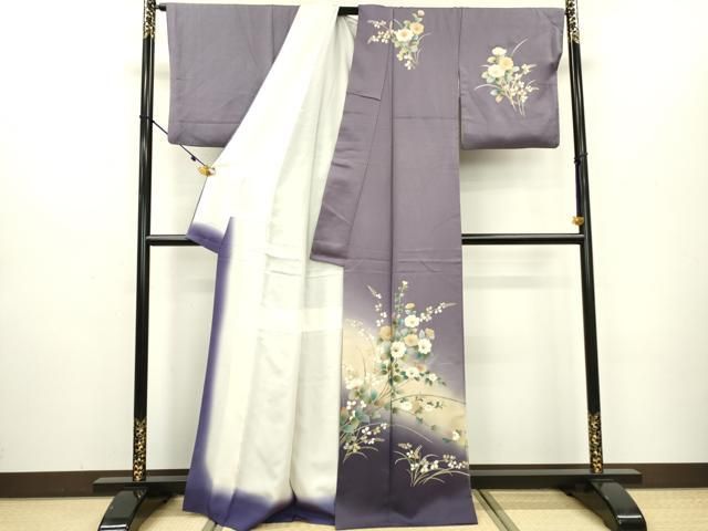 平和屋着物▽訪問着 螺鈿 草花文 暈し染め 金彩 正絹 逸品