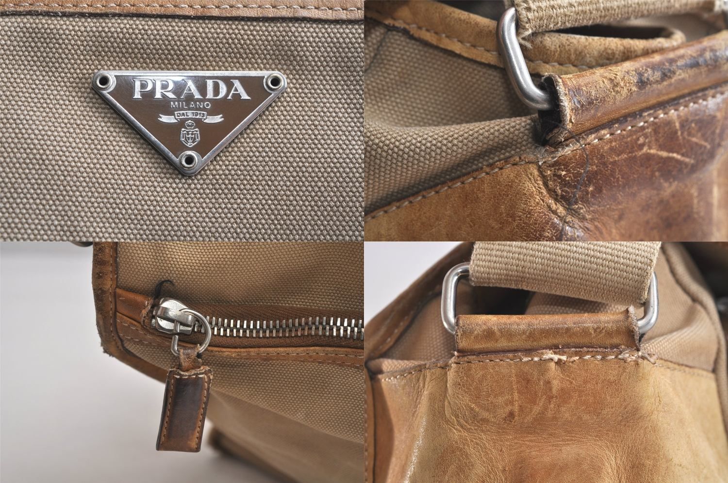 PRADA プラダ ヴィンテージ キャンバス レザー ショルダークロス 