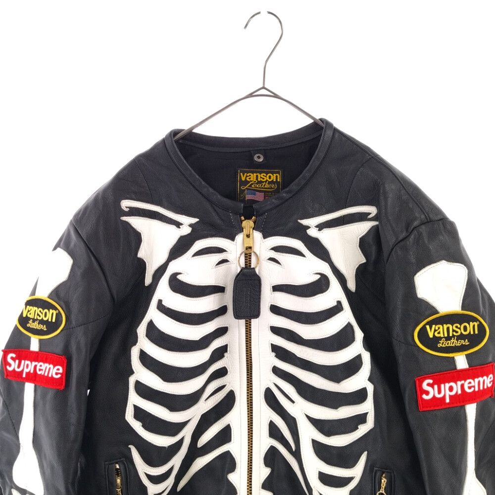 SUPREME (シュプリーム) 17AW ×VANSON Leather Bones Jacket バンソン ボーンレザージャケット ブラック -  メルカリ