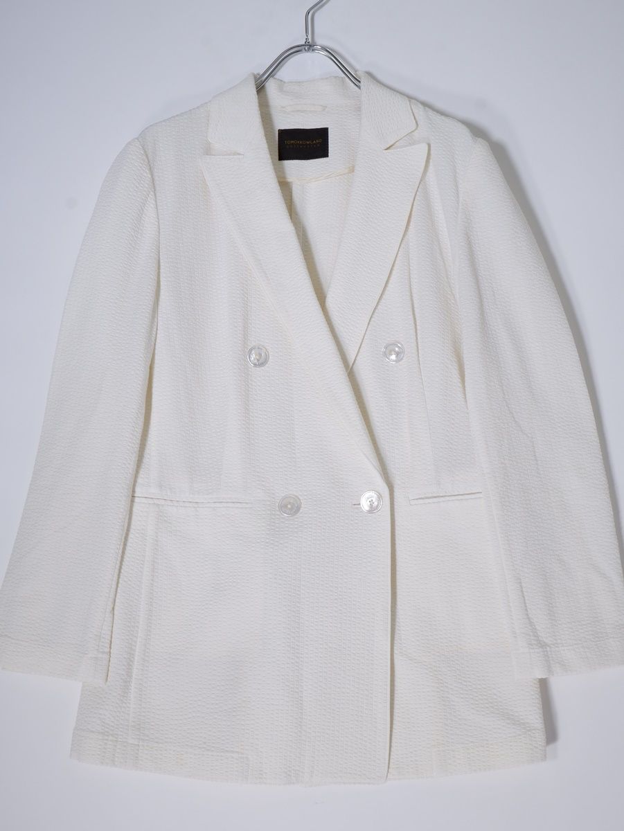 24SS✨トゥモローランド シルキーサッカーダブルブレストライトジャケット 34 シルキーサッカー ダブルブレストライトジャケット