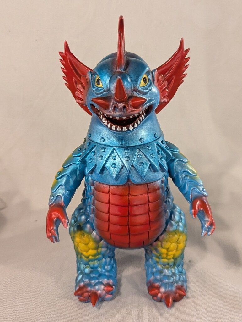 庄野企画 なかよしの怪獣シリーズ レッドジャック 水色成型|目金|メタ青 黄 赤塗装