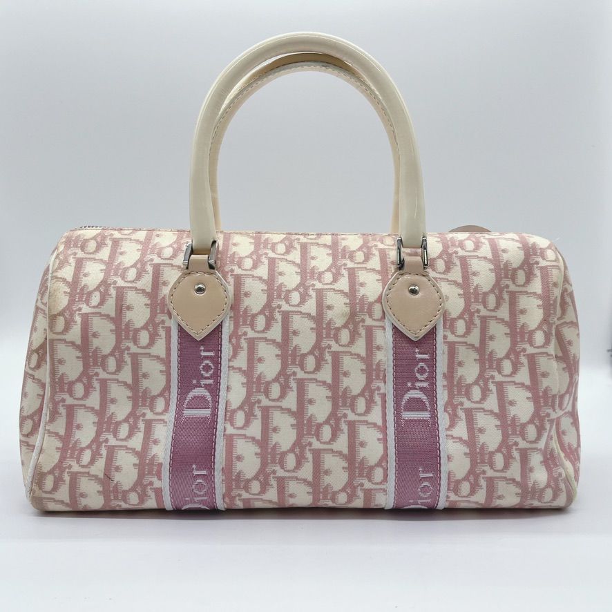 Dior】ディオール トロッター柄 フラワー ハンドバッグ ピンク - メルカリ