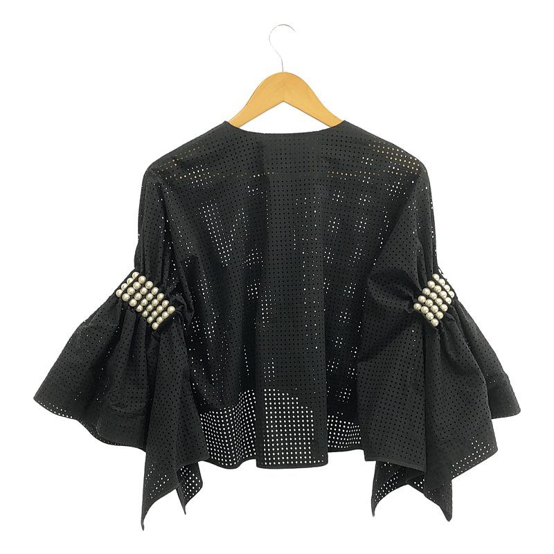 【美品】  JUNYA WATANABE / ジュンヤワタナベ | 2023SS | パール パンチング ギャザーブラウス | S | ブラック | レディース JUNYA WATANABE（ジュンヤワタナベ） 【美品】 | 2023SS | パール