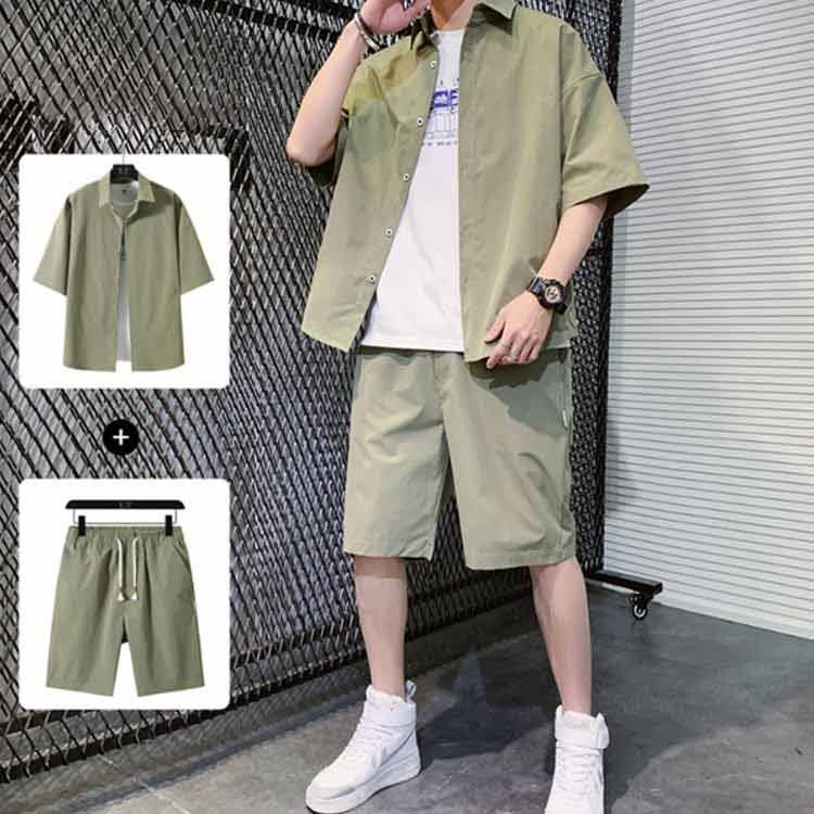 ハーフパンツ カジュアルシャツ 上下セット 半袖 メンズ