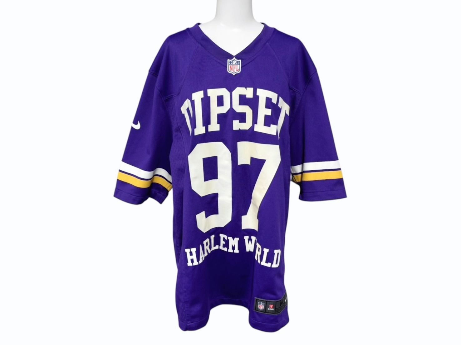DIPSET HARLEMWORLD NFL NIKE フットボールジャージ 半袖シャツ ラバープリント パープル ポリエステル サイズM 4b008146