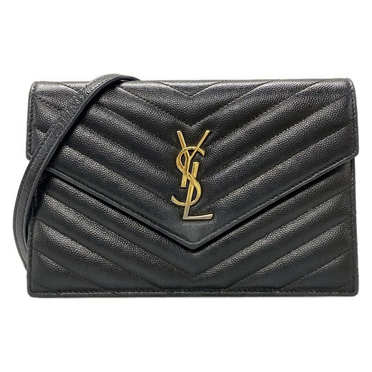 SAINT LAURENT PARIS サンローランパリ 財布 サンローランエンベロープ 695108 黒 チェーンウォレット レザー