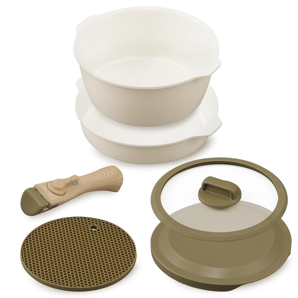 アイリスオーヤマ フライパンセット お皿になるフライパン6点セット ガス火-IH対応 アイボリー H104196 IRIS OHYAMA