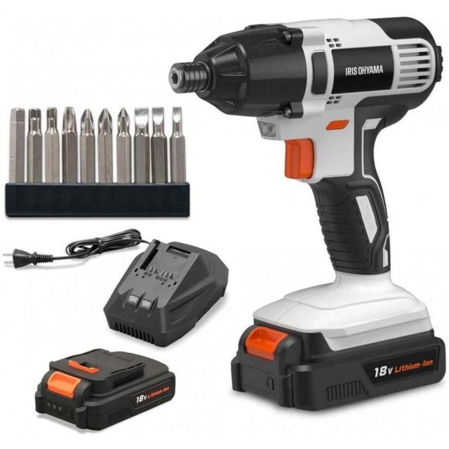 電動ドライバー インパクトドライバー コードレス 充電式 18Ｖ トルク160Nm 2000mAh ビット10種 バッテリー 充電器付き JID160