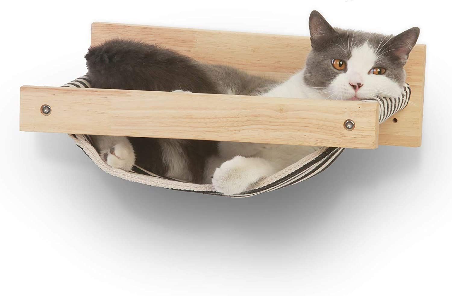 新着商品】FUKUMARU壁掛け式猫用ハンモック、ラバーウッド製骨組み、睡眠、運動、休憩等が可能な猫用ハンモックです。15㎏でも大丈夫  (黒と白のストライプ) フォーユーバリュー メルカリ
