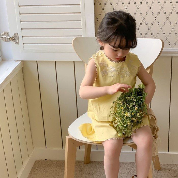 タンクトップ 女の子 子供服 ノースリーブ キッズ 刺繍 セットアップ 袖なしtシャツ クルー Tシャツ ボーダー柄タンクトップ 子供 Rora 通販 0 2023春夏新作☆子供服☆キッズ服☆キャミソール