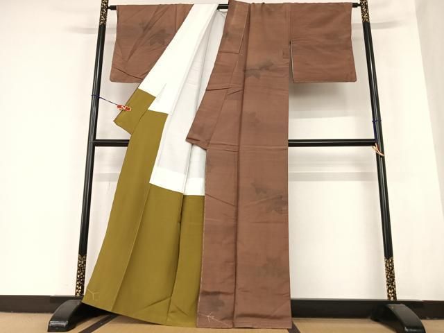 平和屋着物●上質な紬　楓文　正絹　逸品　AABB6452zg 平和屋着物○上質な紬 楓文 正絹 逸品 AABB6452zg