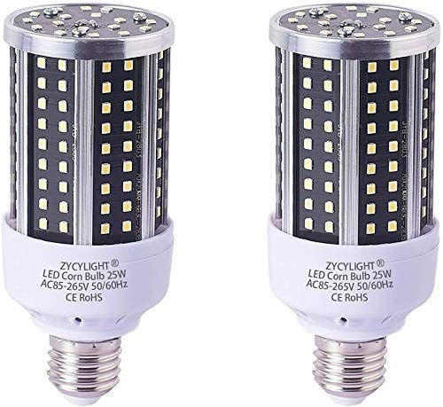 新品 LEDコーンライト トウモロコシ型 25W LED電球 E26口金 6000LM 6000K 150-200W白熱電球相当 超高輝度 省エネ 長寿命 倉庫・納戸・駐車場・車庫・工場・屋内ガレージなどに対応(昼光色 25W) 2個入