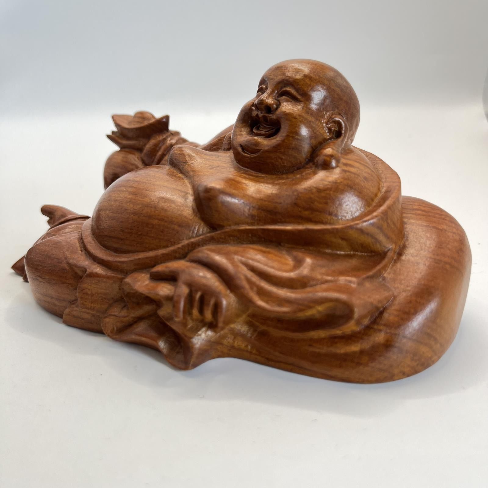 特大 布袋尊 童子 木彫り 仏像 彫刻 開運 置物 縁起物