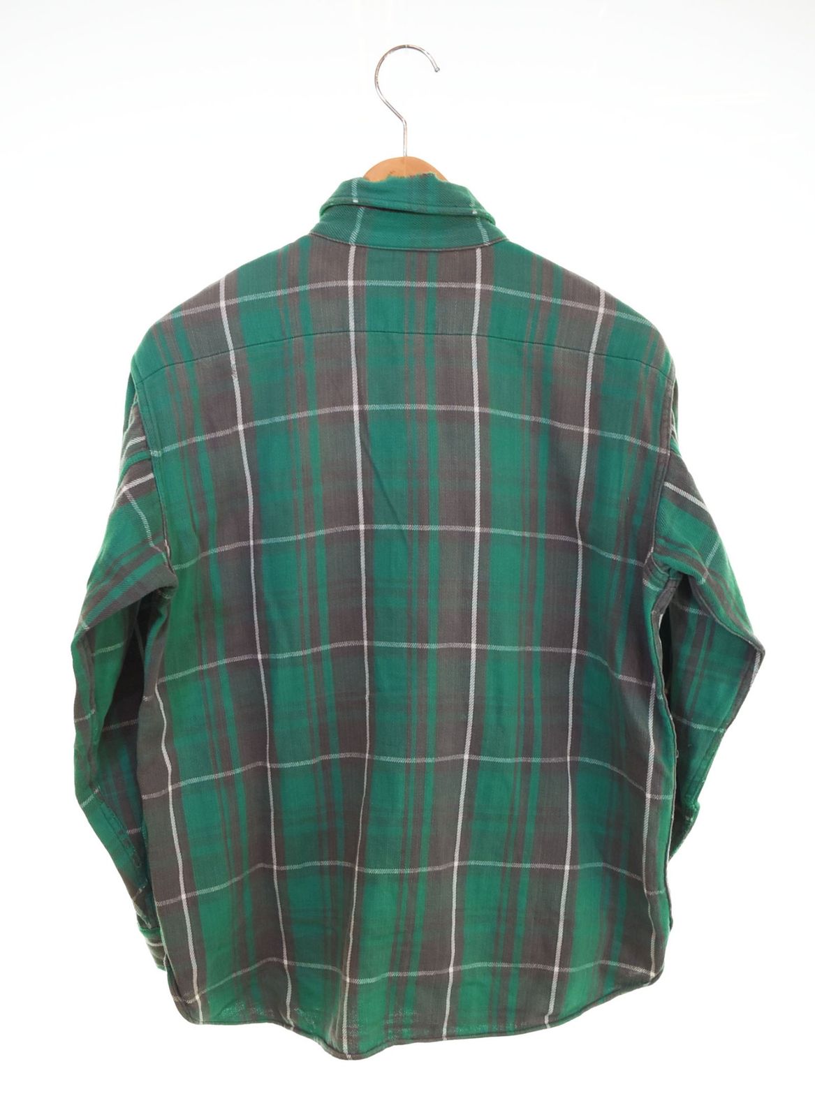 50s 60s sears マチ付き ネルシャツ 15½ グリーン シアーズ Sears ROEBUCK 50s ネルシャツ マチ付き 皿ボタン 50's