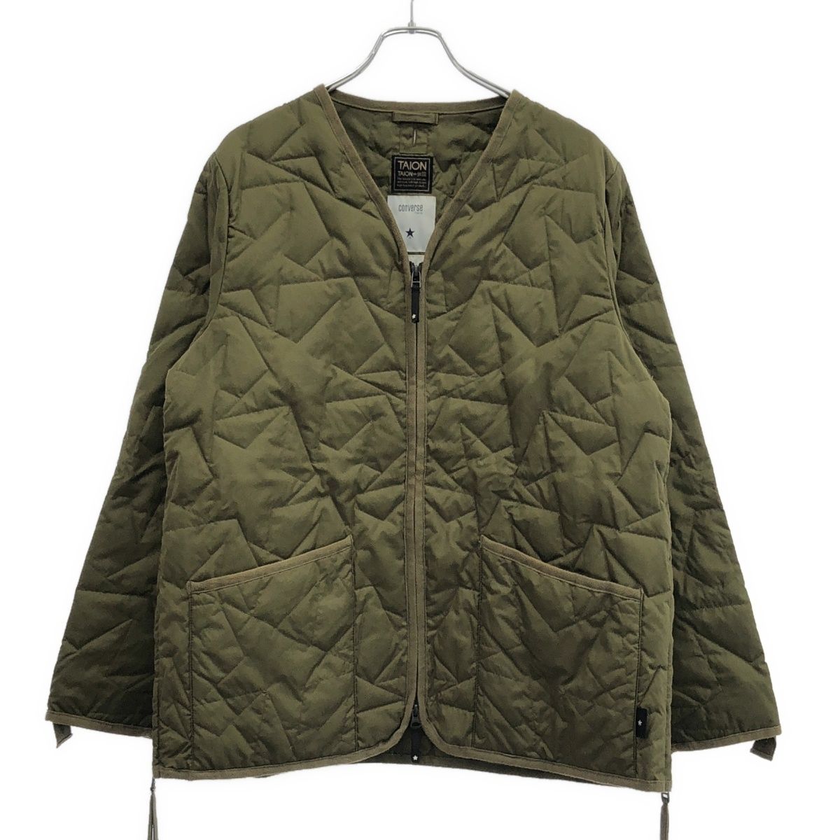TAION×CONVERSE タイオン コンバース MILITARY STAR QUILTING JACKET ジップアップジャケット A2849FJM301 カーキ 3 TAION×CONVERSE タイオン コンバース MILITARY STAR QUILTING JACKET