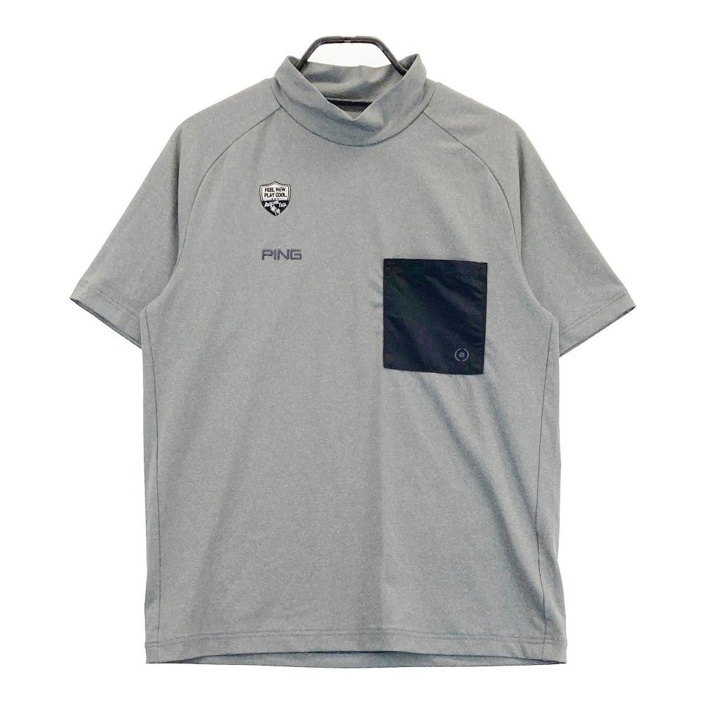 サイズ：L PING ピン  ハイネック 半袖Tシャツ  グレー系 [240101283591]# ゴルフウェア メンズ ストスト