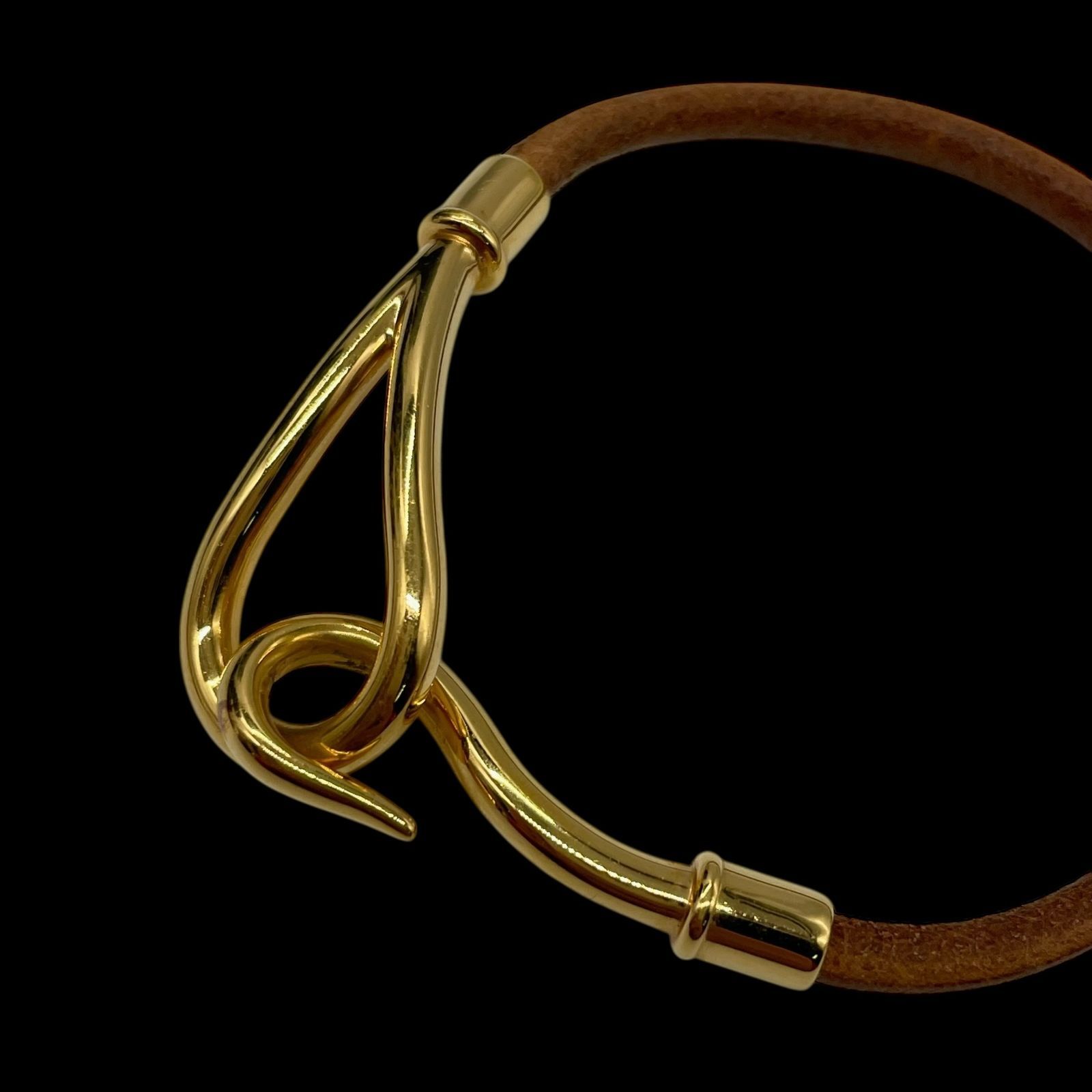 高級 HERMES エルメス ジャンボ レザーブレスレット フック レザー