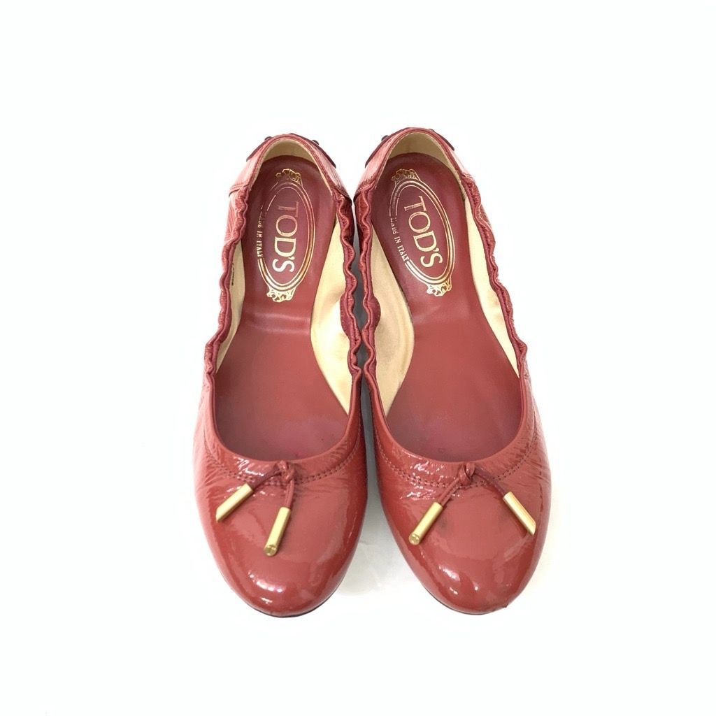 TOD'S トッズ エナメル バレエ シューズ パンプス レッド 37