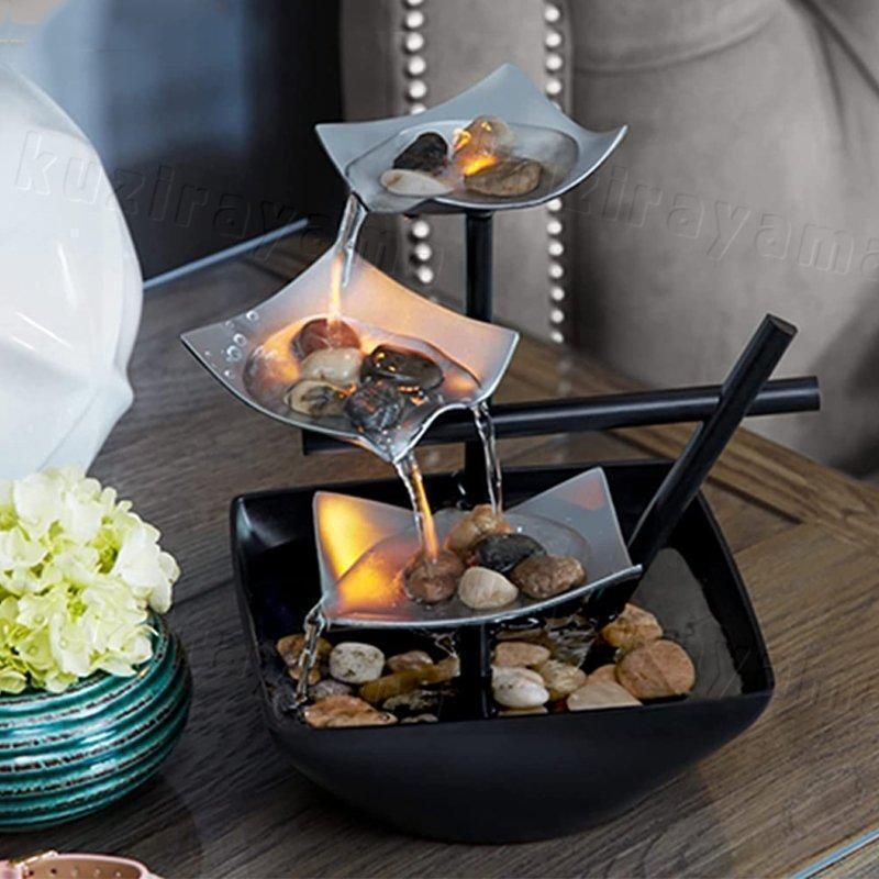 インテリア 卓上噴水 置物 室内噴水 装飾品 リビングルーム 風水 飾り デスクトップの噴水 玄関 置物 流水 置物 ウォーターポンプ USBウォーターポンプ NEXPOTALLINN_EU