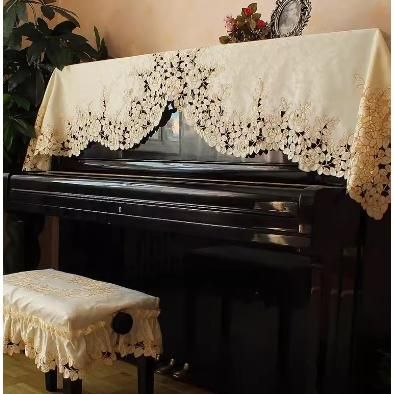 ピアノカバー アップライト トップカバー ピアノ シンプル エレガント 欧式 洋風 ピアノカバー 椅子カバー レース ハーフ 刺繍 エレガント