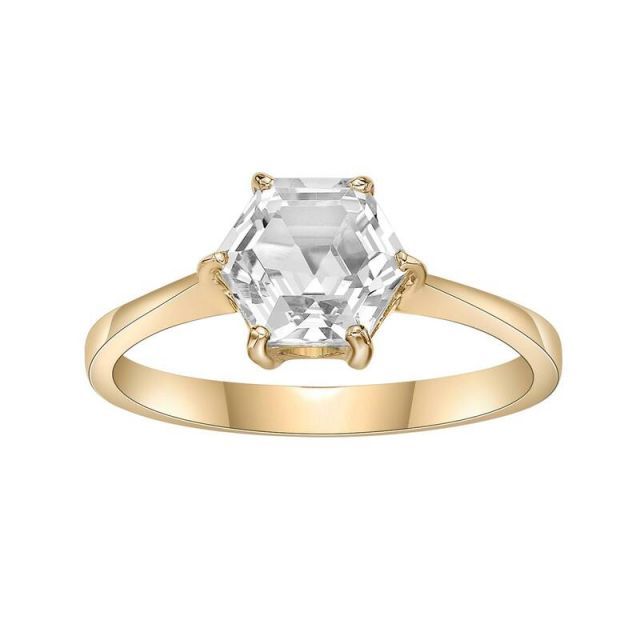 【送料無料】 Gemminded レディース リング アクセサリー Gemminded 14k Gold Over Silver White Topaz Ring Gold Tone