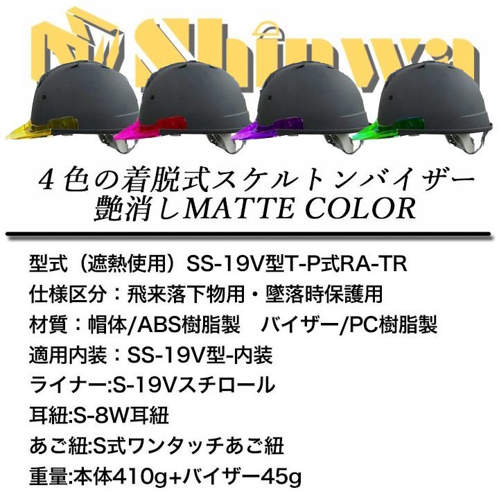 2022受賞ショップ】作業用ヘルメット 着脱式 遮熱 スケルトンバイザー