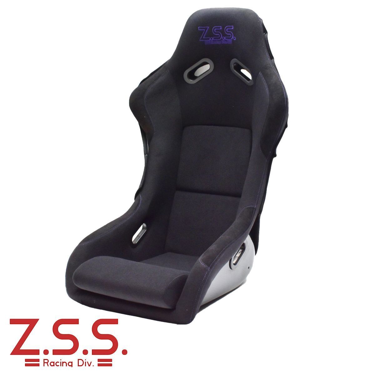 Z.S.S. フルバケットシート フルバケ ブラック パープルステッチ 黒色 紫色 FRPシェル 背面カバー 裏ロゴ ファブリック シート ZSS ZSSF0018