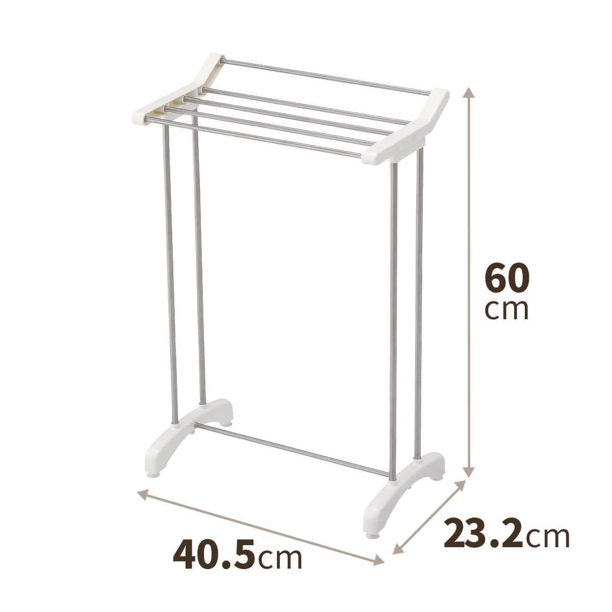 洗濯物干し 限られたスペースでもフェイスタオルが5枚干せるシンプルなタオルハンガー 組立式 室内用 タオルスタンド 天馬 ホワイト 幅40.5×奥行23.2×高さ60cm PS-21