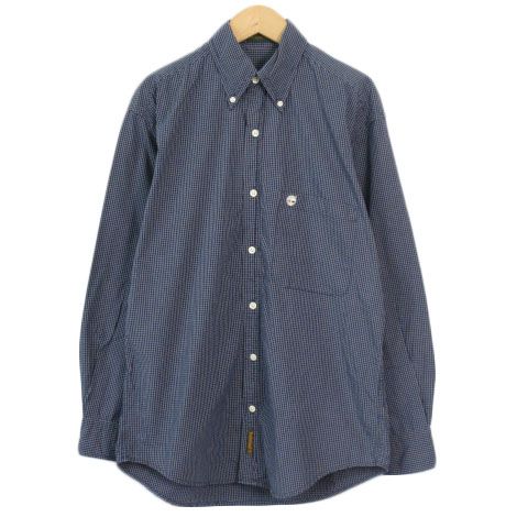 ティンバーランド Timberland CLASSIC FIT シャツ ボタンダウン チェック 格子 長袖 XS 紺 ネイビー