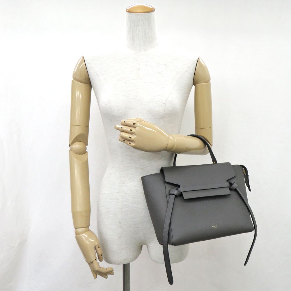 名古屋】セリーヌ ベルトバッグ マイクロ グレー ゴールド金具