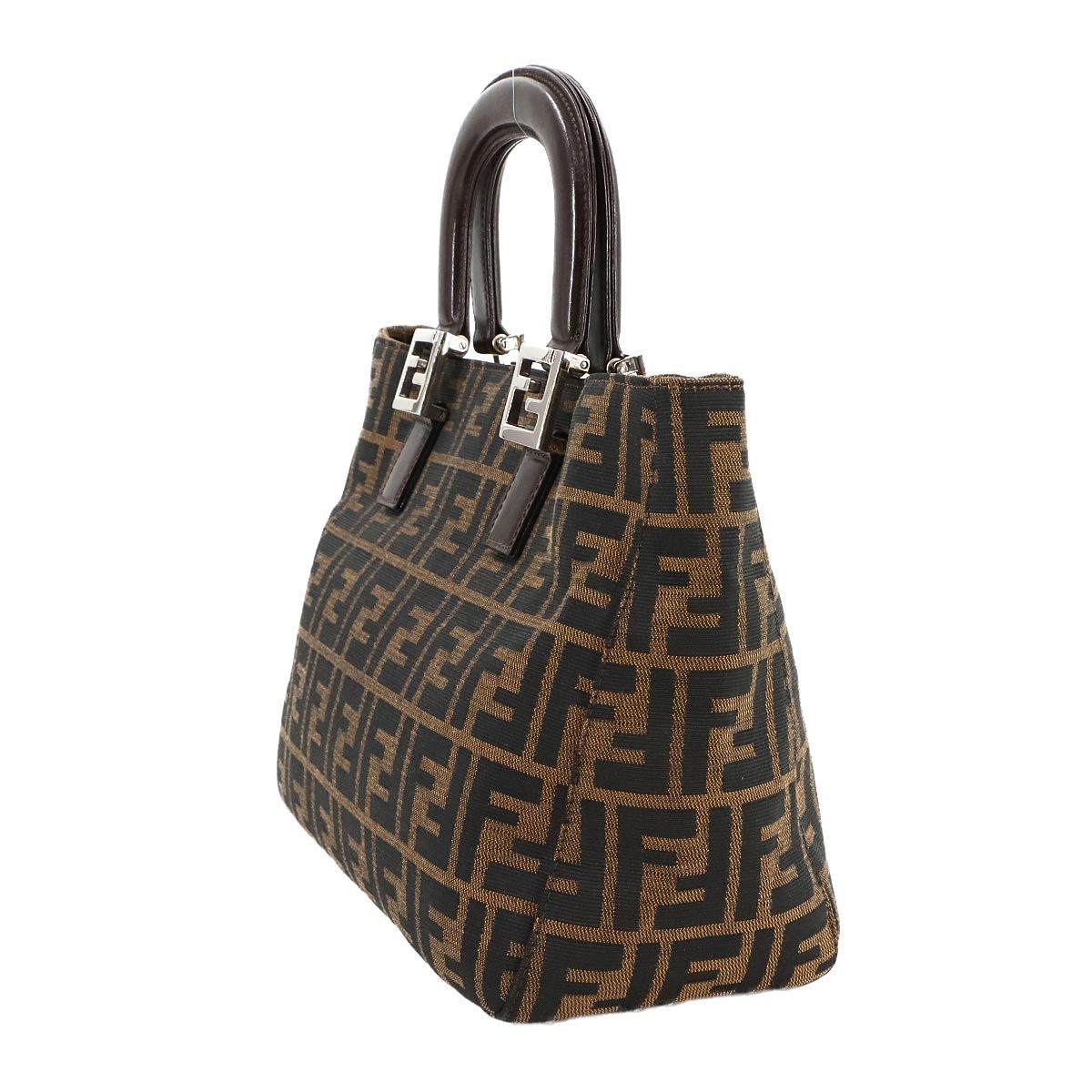 FENDI フェンディ ズッカ柄 ブラウン キャンバス /レザー トート