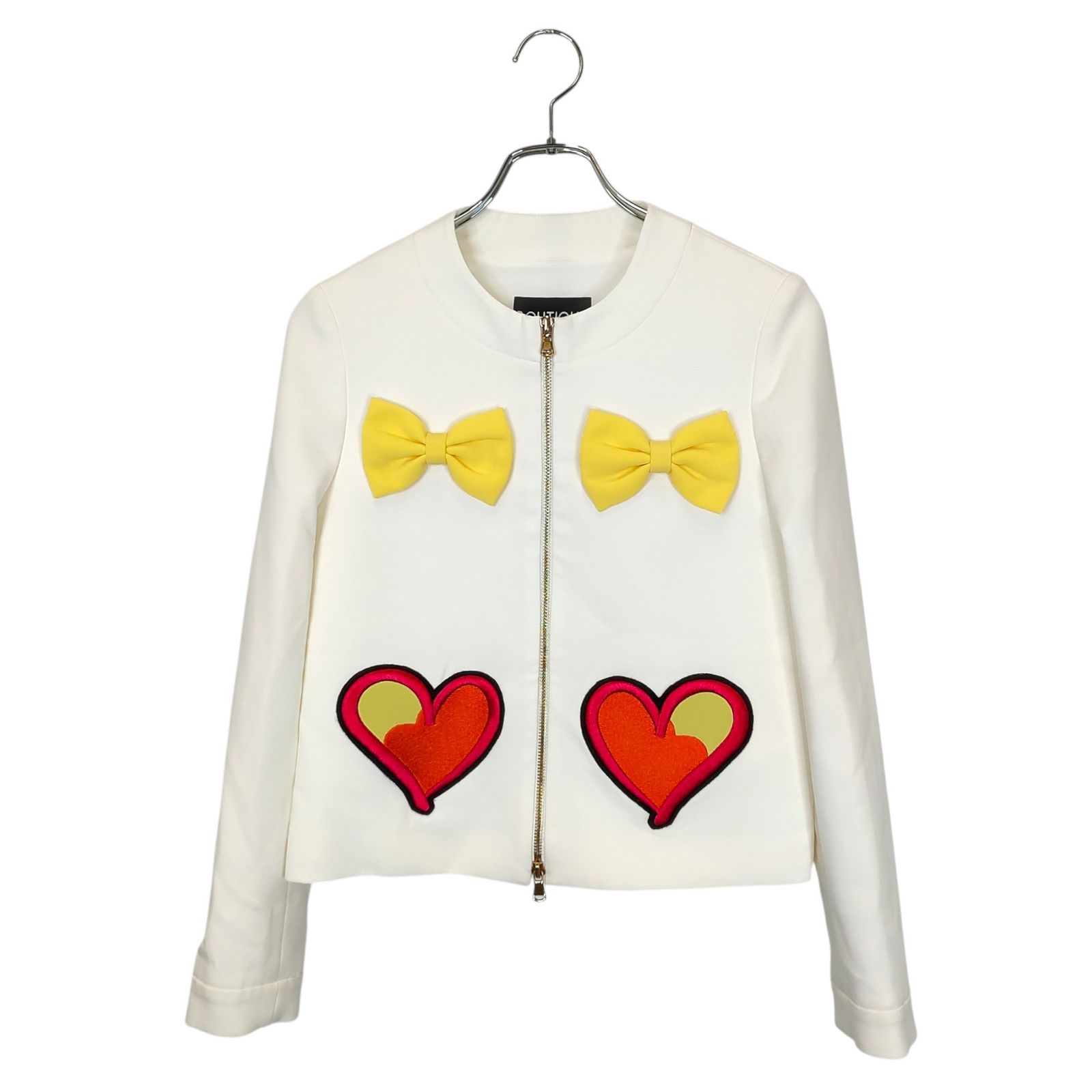 美品 21AW Boutique Moschino ブティックモスキーノ リボンスリーブ ニットカーディガン サイズ38 レッド レディース 古着 中古 美品 21AW Boutique Moschino ブティックモスキーノ リボン