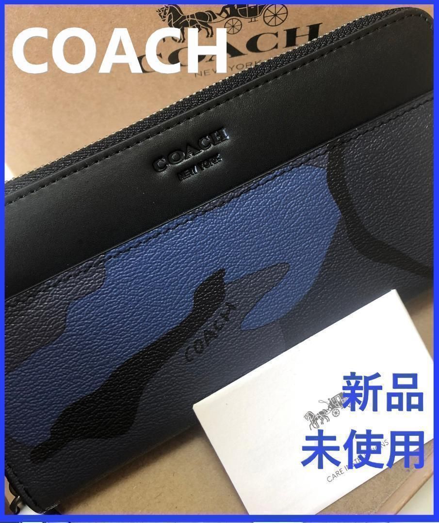 COACH コーチ 新品 迷彩 柄 長財布 メンズ レディース 小物 財布 63-