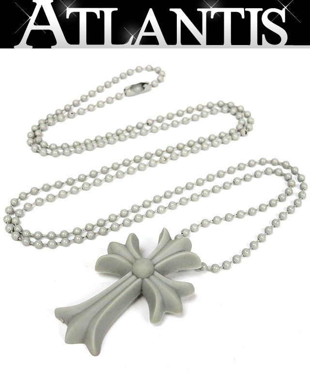 CHROME HEARTS 銀座店 クロムハーツ スモールCHクロス シリコンラバーネックレス ボールチェーン グレー 96127