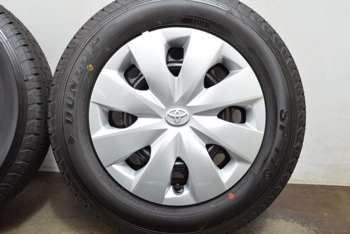 【 全国無料で届け】 製 新車外し トヨタ プロボックス 純正 14in 5J 39 PCD100 ダンロップ SP175L 155 80R14 88 86S LT 4本 サクシード バリ溝