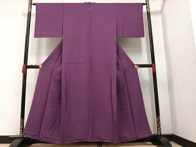 平和屋着物□上質な色無地 作家物 風景地紋 浅蘇芳色 正絹