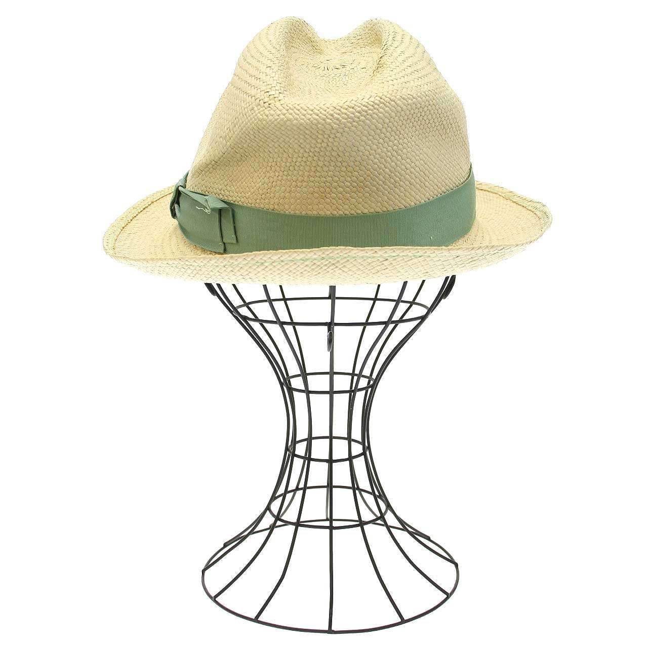 Borsalino ボルサリーノ ストローリボンパナマハット ベージュ系
