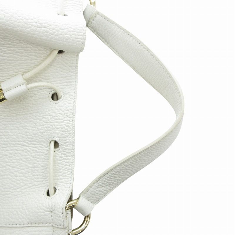 フルラ FURLA SLEEK 巾着バッグ トート レザー シボ革 白