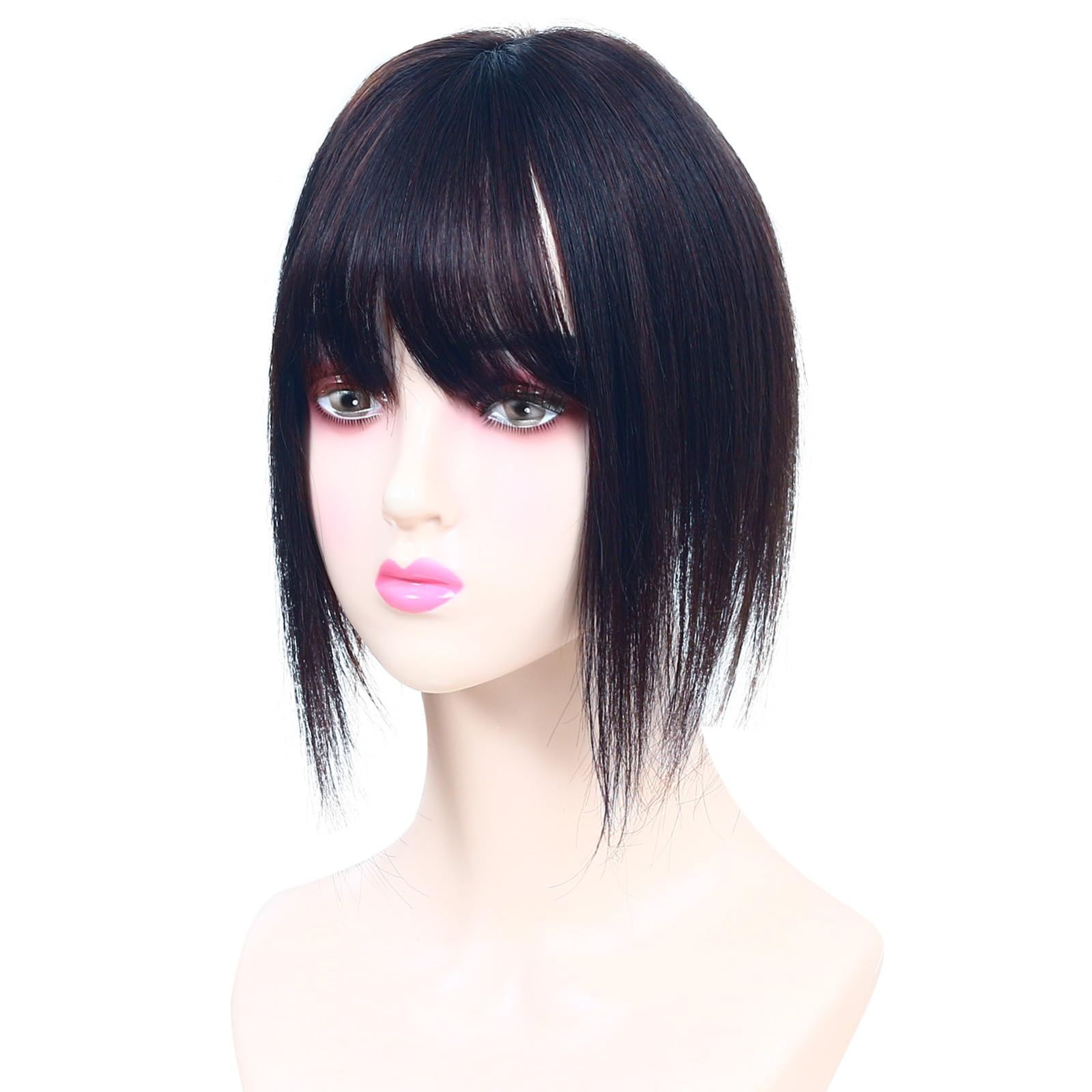 ◈ 装着簡単 ピン留め 通気性 軽量 快適 ヘアーピース レディース 脱毛症 横8cm縦12cm 増毛 ハゲ隠し バッツんバング 分け目自由自在 リアルなつむじ 自然色 手植え 部分ウィッグ 25cm 人毛 HIYE