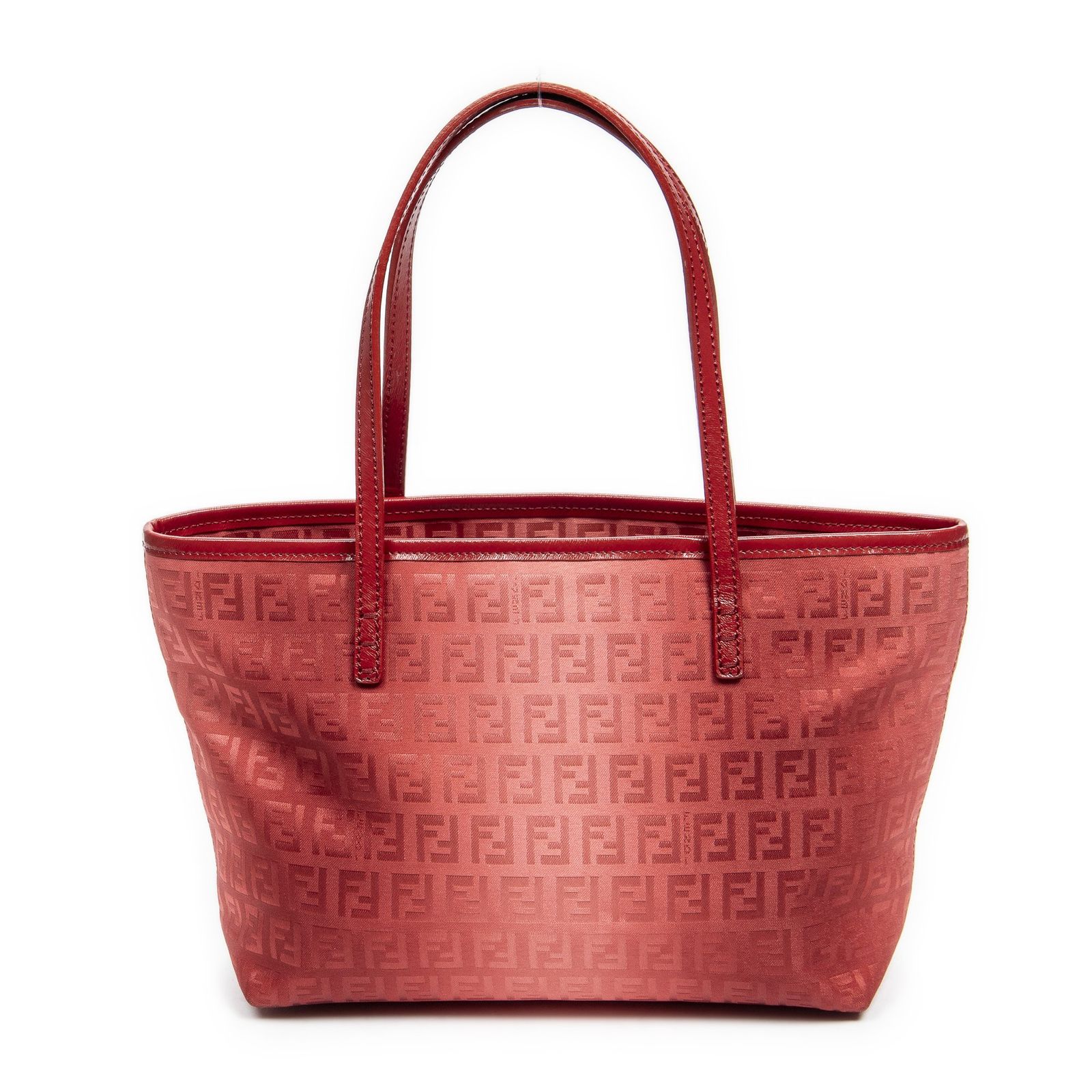 FENDI フェンディミニオムブレショッピングトート赤ズッキーノキャンバスA