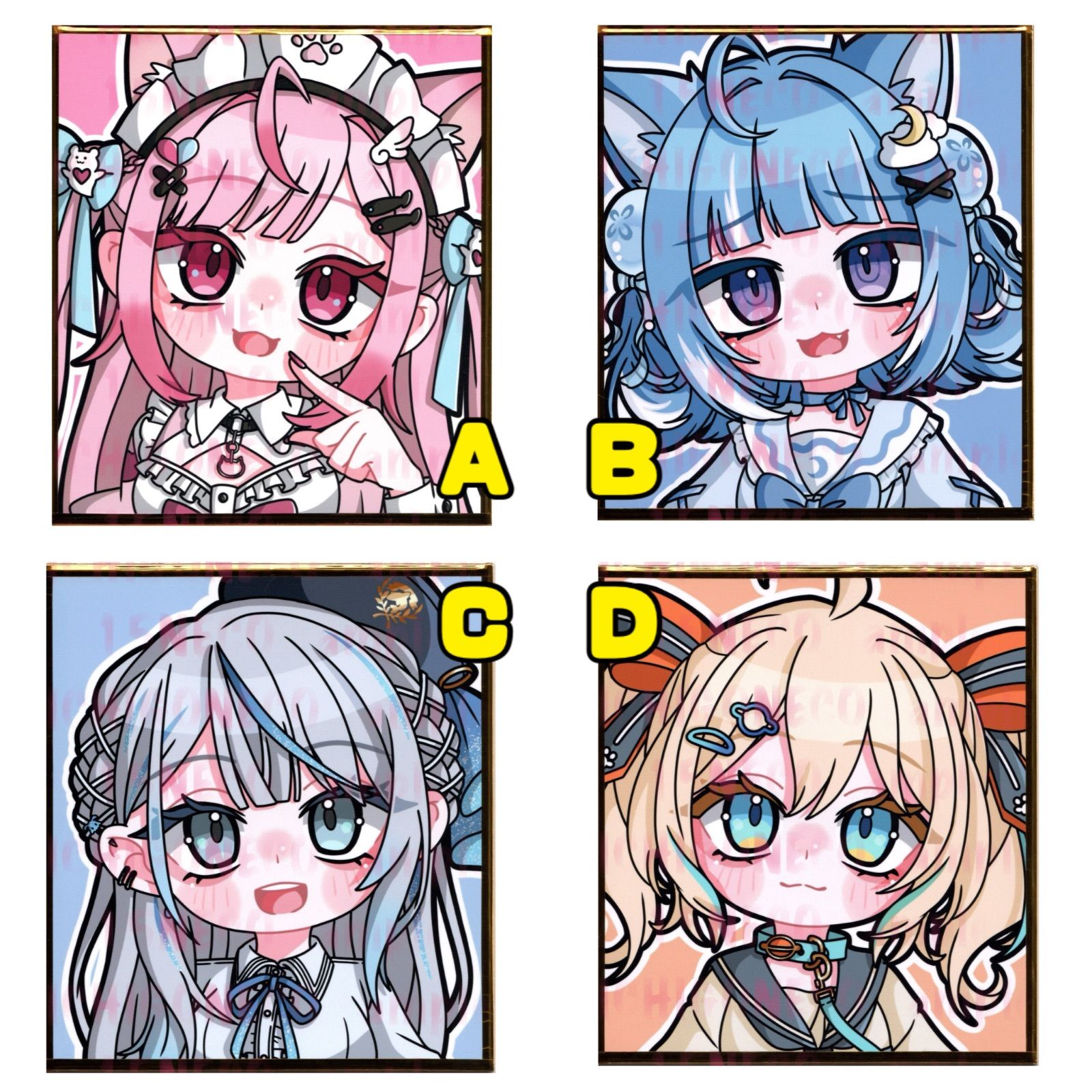 手描きイラスト ミニ色紙 寸松庵 VTuber 結城さくな 海月雲ろあ