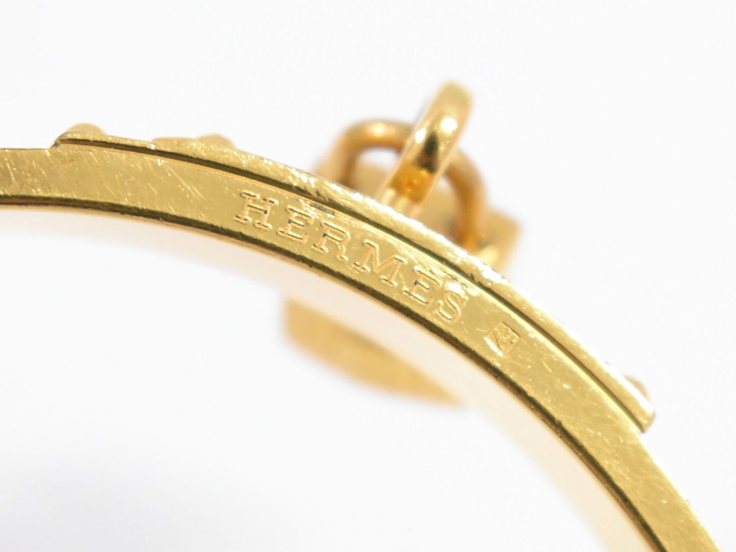 本物 エルメス HERMES ケリー バングル ブレスレット GP ゴールド  