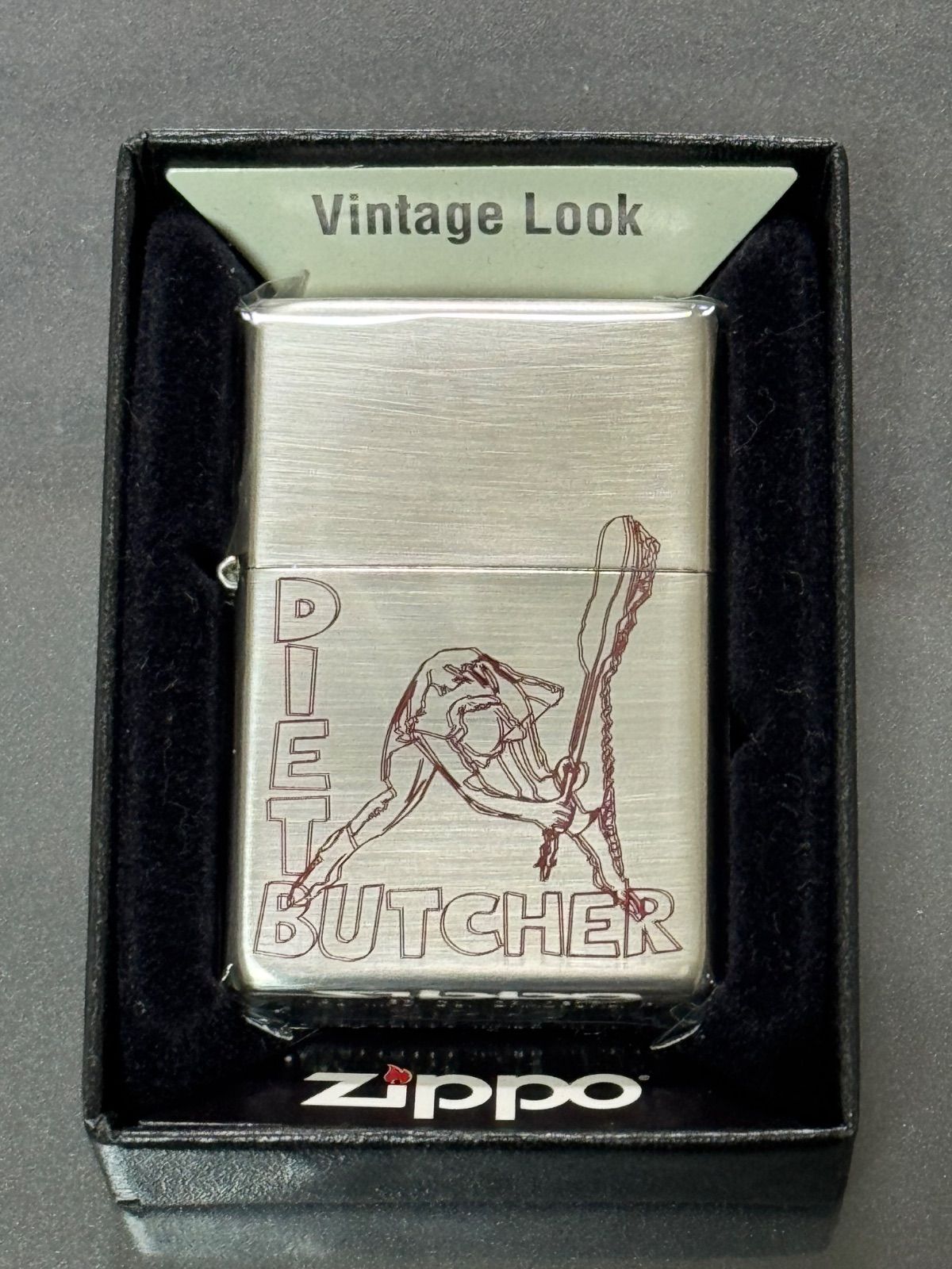 zippo Marlboro DIET BUTCHER SLIM SKIN マルボロ 1937レプリカ 2016年製 ダイエット ブッチャー 3面加工品 1937REPLICA デットストック シルバーインナー 同年代 2016年製 ケース 保証書