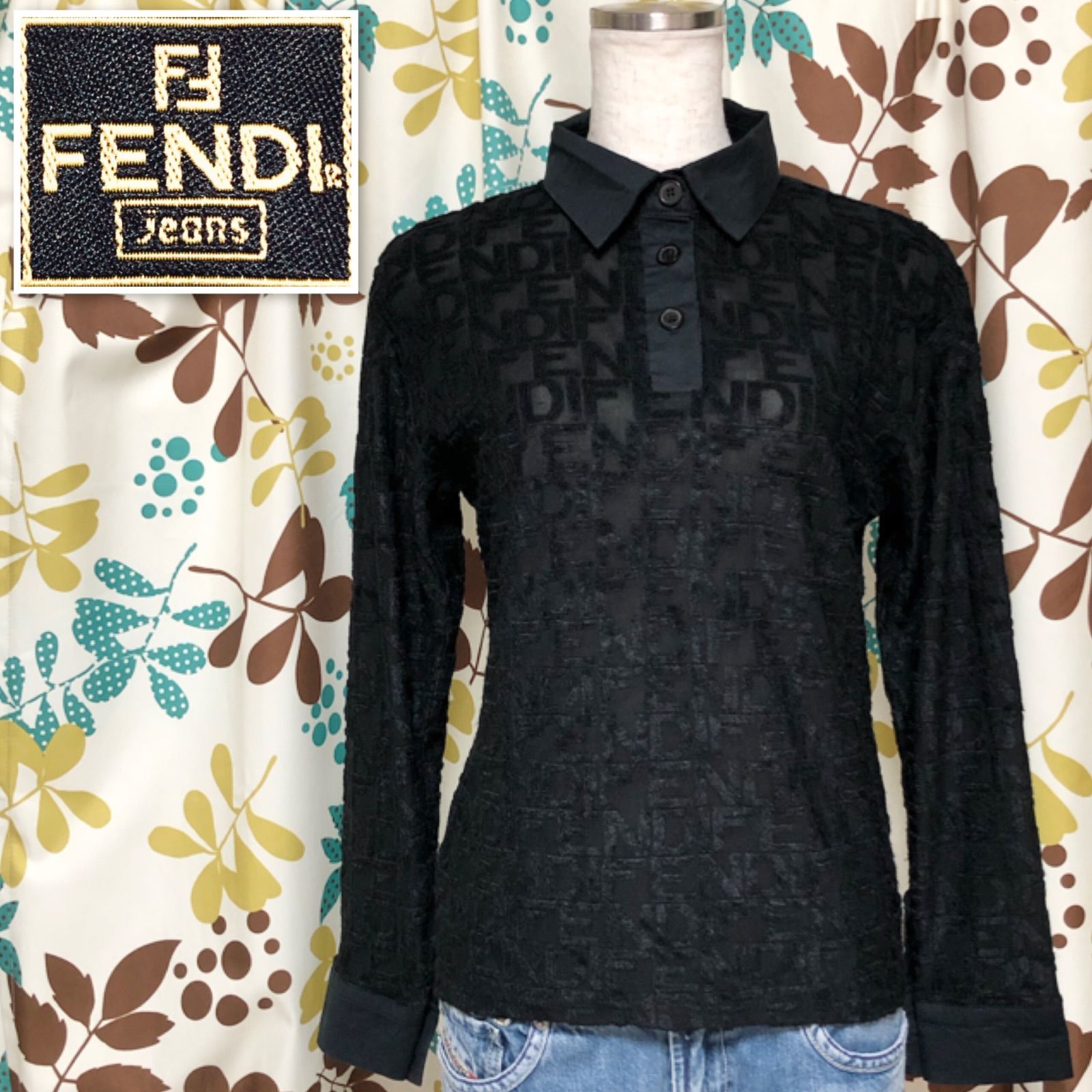 Fendi フェンディー ロゴパターン 長袖シャツ 美品 Fendi フェンディー ロゴパターン 長袖シャツ 美品