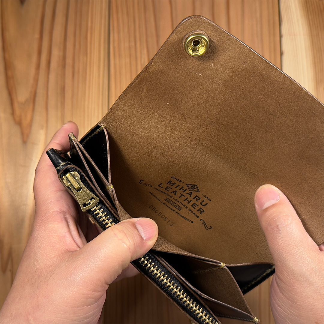 HORWEEN クロムエクセル トラッカーウォレット タロンジップ ハンドメイド クロムエクセル トラッカーウォレット ハンドメイド ブラック 茶
