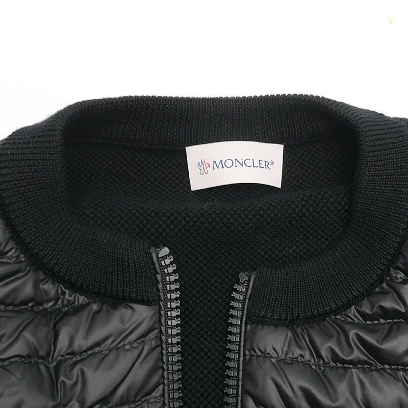 ねね モンクレール ダウンジャケット ニット切り替え ブラック MONCLER モンクレール ニット切替ダウンジャケット サイズM