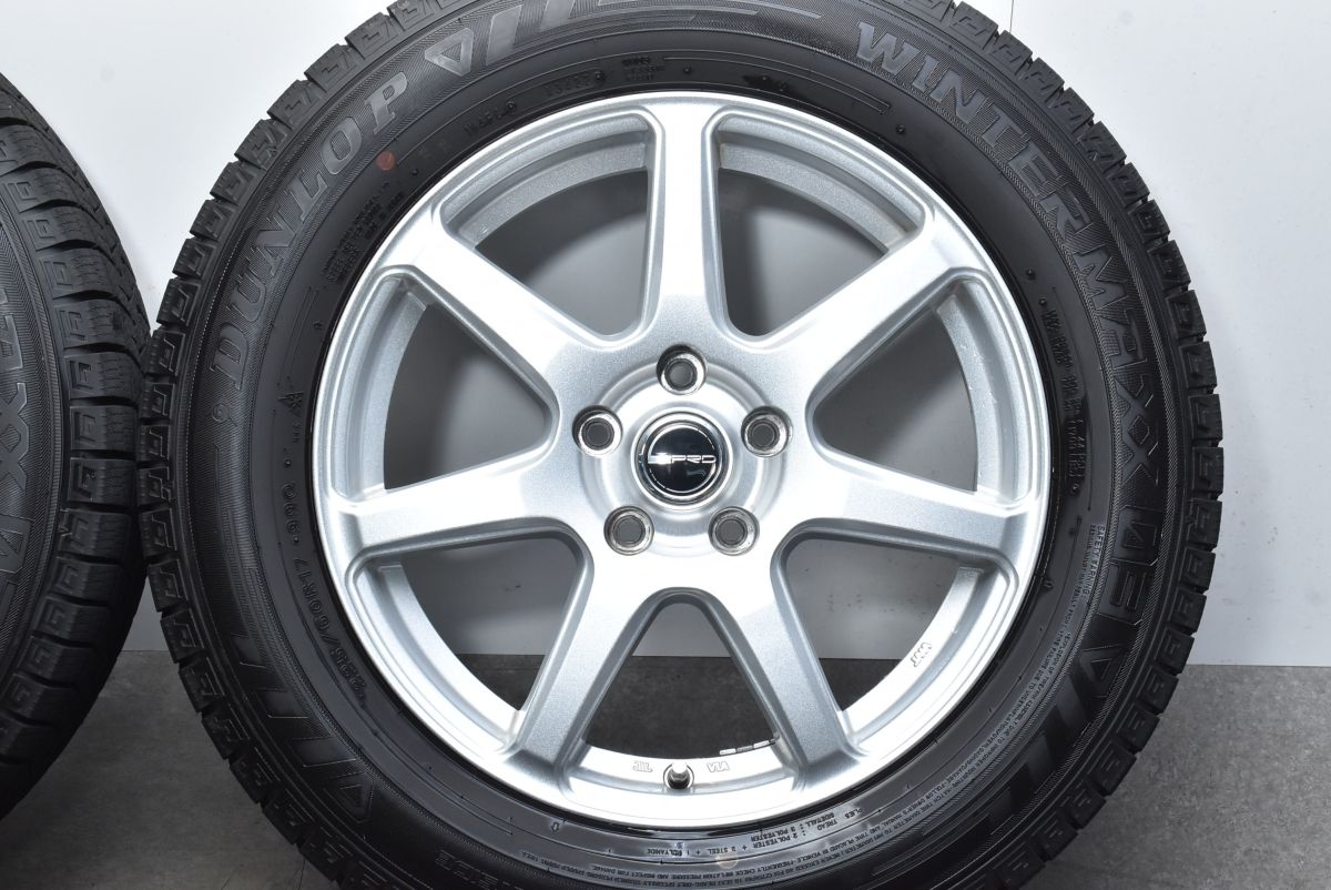 バリ溝 美品】PRD SP7 17in 7J +38 PCD114.3 ダンロップ ウィンター 