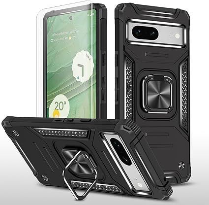 Pixel 7a ケース用，Google Pixel7a ケース Google Pixel7 a スマホケース + グーグルピクセル7a 化ガラス フィルム，リング スタンド機能 付き 携帯ケース 人気 耐衝撃 横置き機能 Case Co